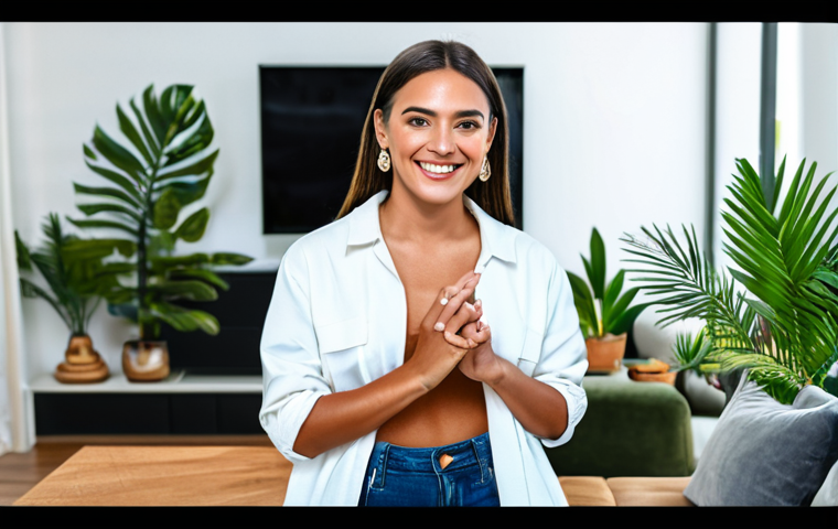 Influencer Marketing Campaign**
"A popular Brazilian digital influencer, fully clothed in stylish and modest casual wear appropriate for a warm climate, smiling and interacting with followers during a live stream, showcasing a new skincare product from a well-known local brand. Background: A vibrant and modern living room with tropical plants. safe for work, appropriate content, professional, family-friendly, perfect anatomy, correct proportions, natural pose, well-formed hands, proper finger count, natural body proportions."
**