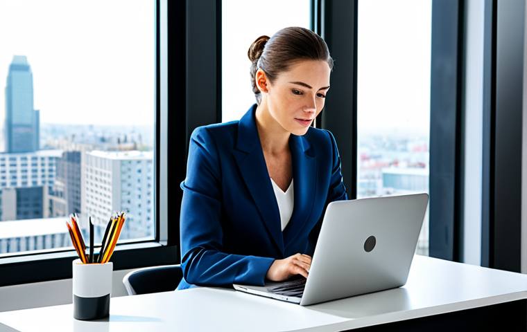 광고홍보사와 브랜드 인지도 향상 방법 - Modern Office Professional**
"A professional businesswoman in a stylish, fully clothed power suit, ...