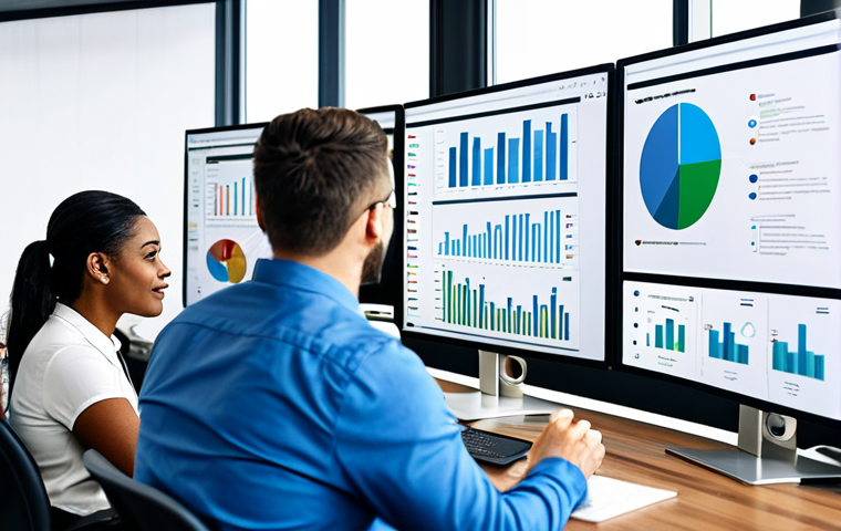 광고홍보사와 인터넷 광고 트렌드 - **Data-Driven Creative Ad:** A diverse team of marketing professionals collaborating in a modern off...