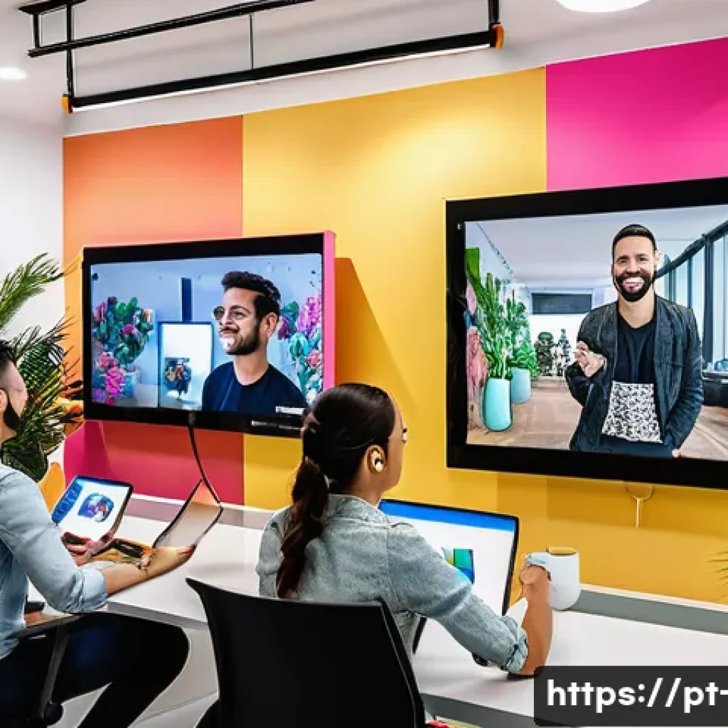 광고홍보사와 디지털 전환 사례 - A vibrant digital marketing agency office scene in São Paulo, Brazil, showcasing a diverse team of c...