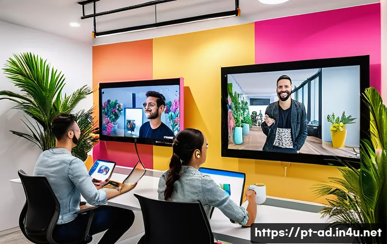 광고홍보사와 디지털 전환 사례 - A vibrant digital marketing agency office scene in S&atilde;o Paulo, Brazil, showcasing a diverse team of c...