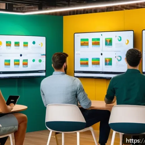 광고홍보사와 소비자 충성도 광고 전략 - A diverse group of Brazilian professionals in a modern coworking space, engaged in an emotional bran...