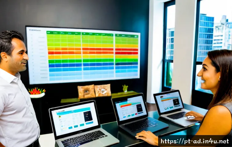 광고홍보사와 광고 전략 데이터 분석 - Photorealistic advertising agency strategy meeting in a bright São Paulo-style creative office, dive...