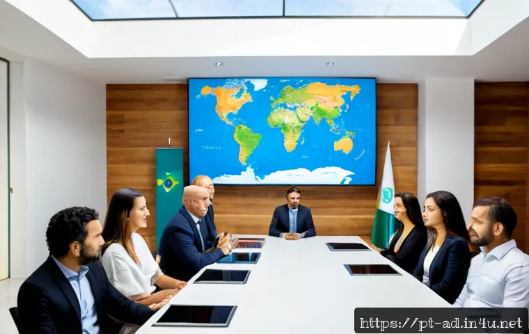 Home 31 광고홍보사와 글로벌 광고 캠페인 - Photorealistic global advertising agency strategy meeting in São Paulo, Brazil, diverse Brazilian an...